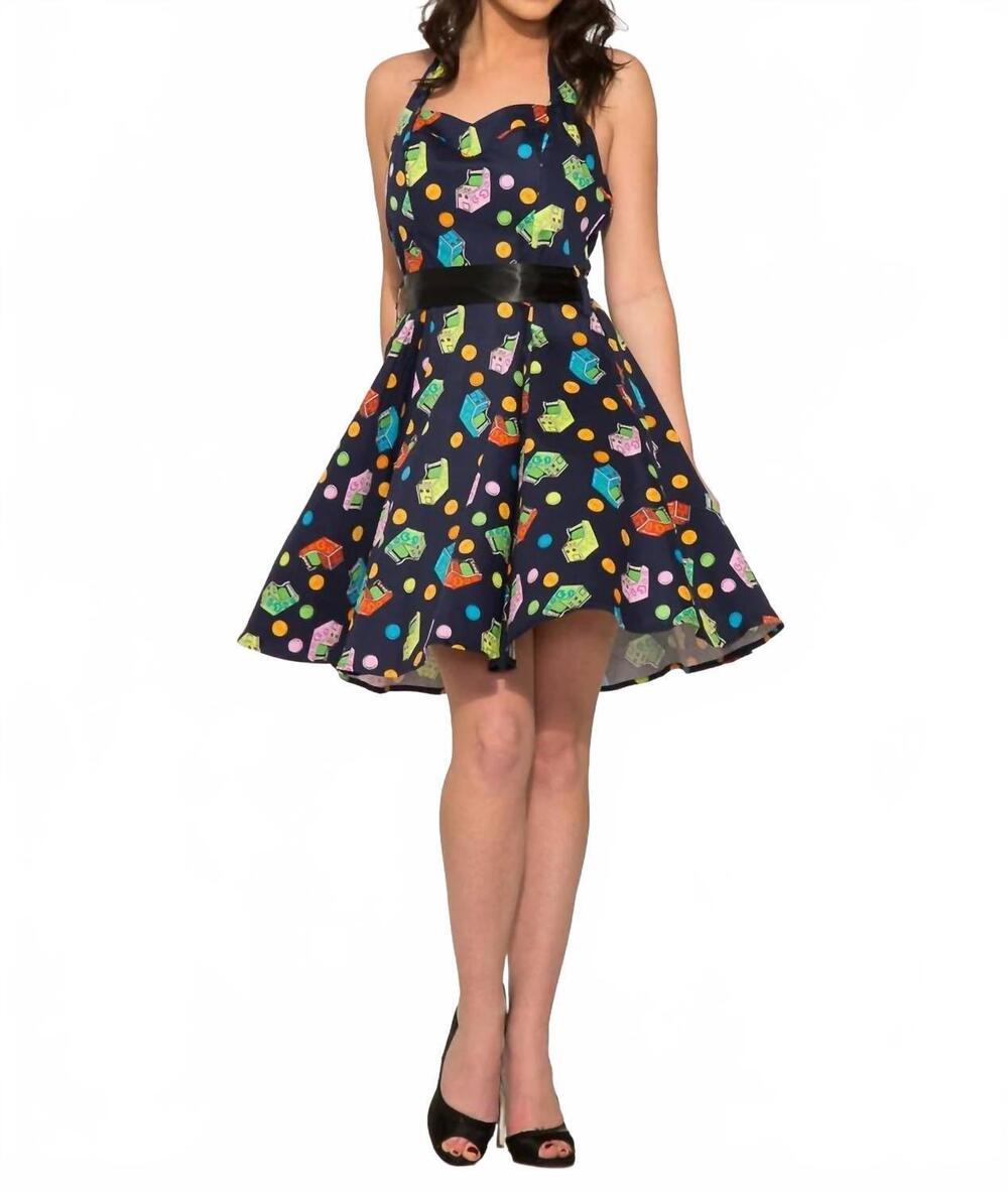 NEW ORCHID BLOOM arcade halter dress in blue